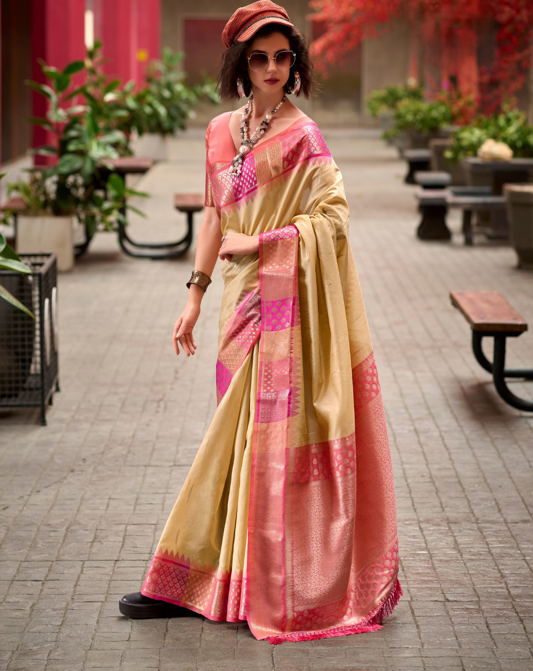 Gold  Banarasi Silk saree