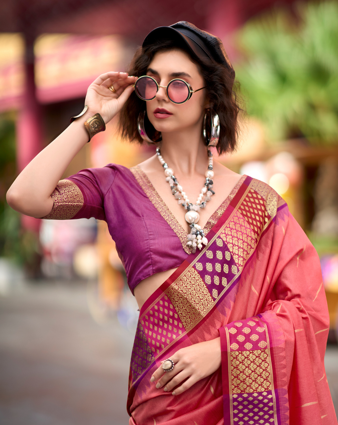 Onion Pink  Banarasi Silk saree