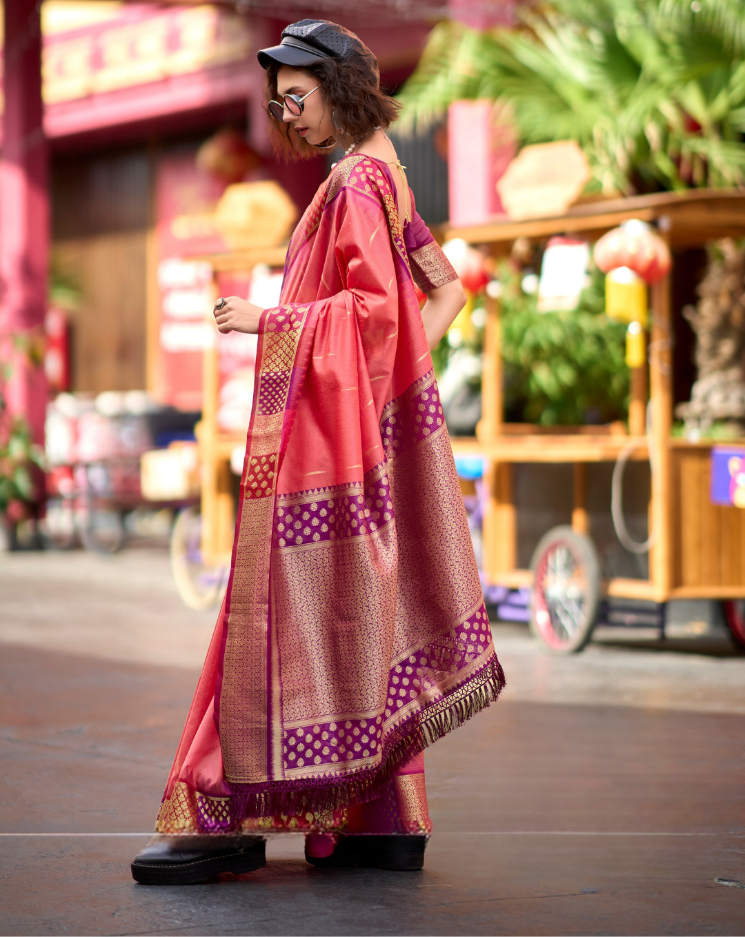 Onion Pink  Banarasi Silk saree