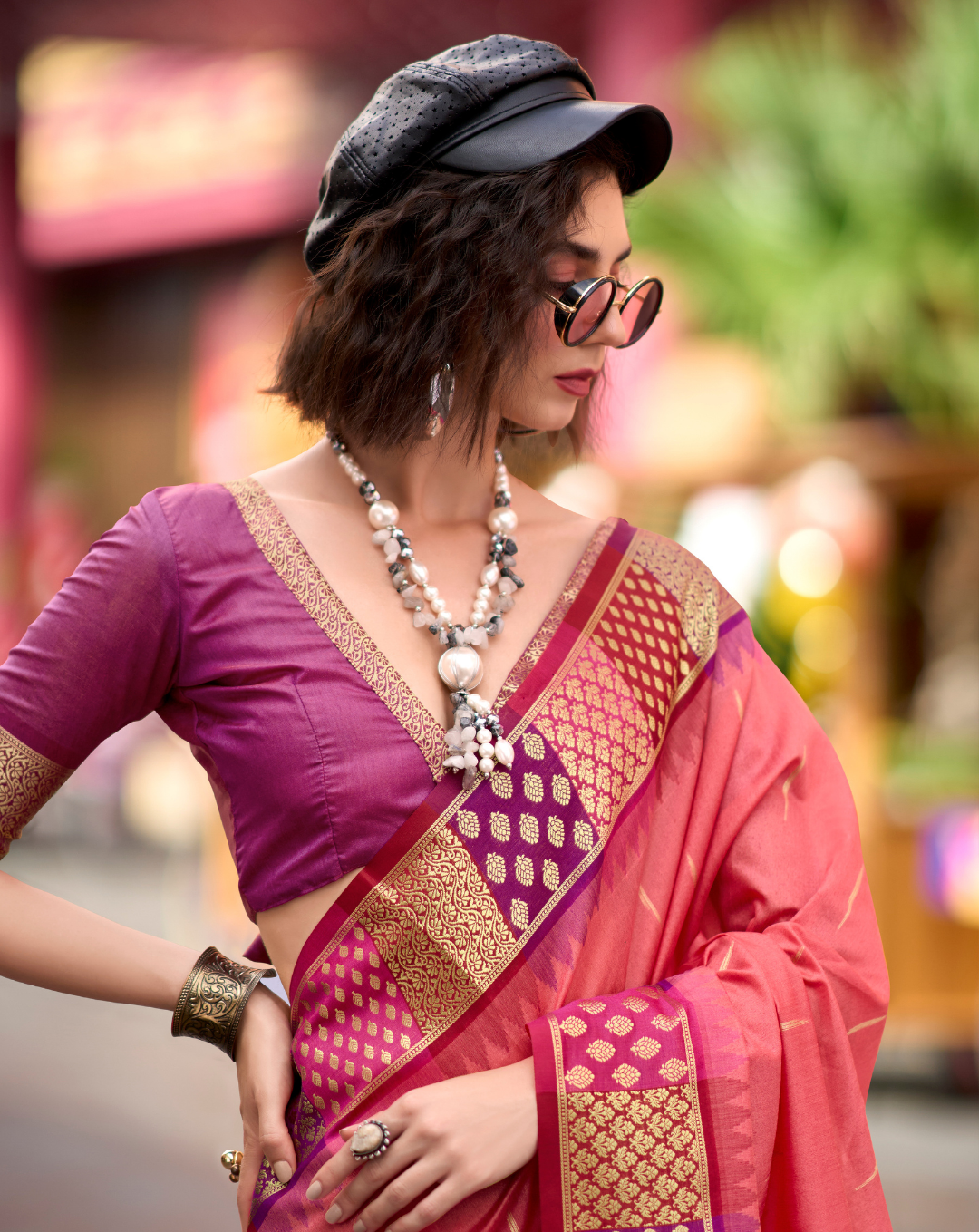 Onion Pink  Banarasi Silk saree