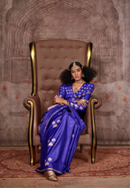 Blue Satin Silk Pichwai Saree
