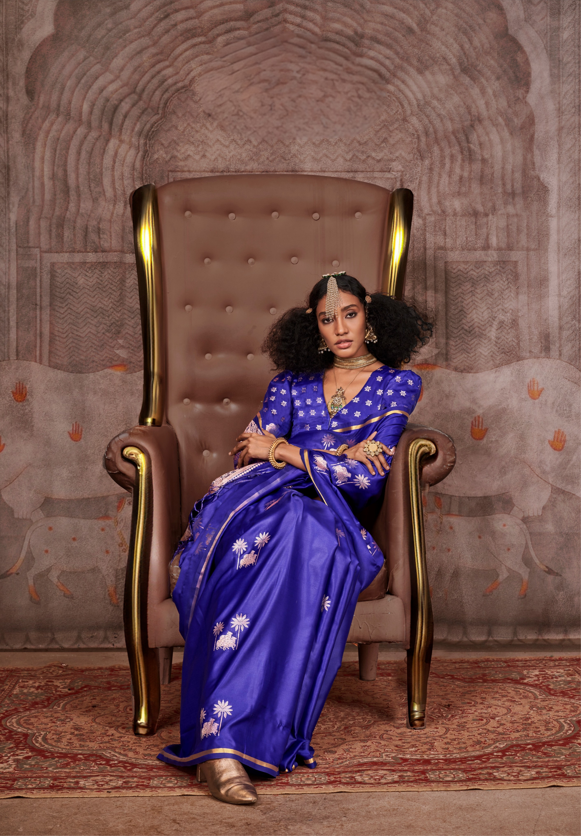 Blue Satin Silk Pichwai Saree