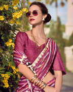 Pink  Mal Mal Cotton  print saree