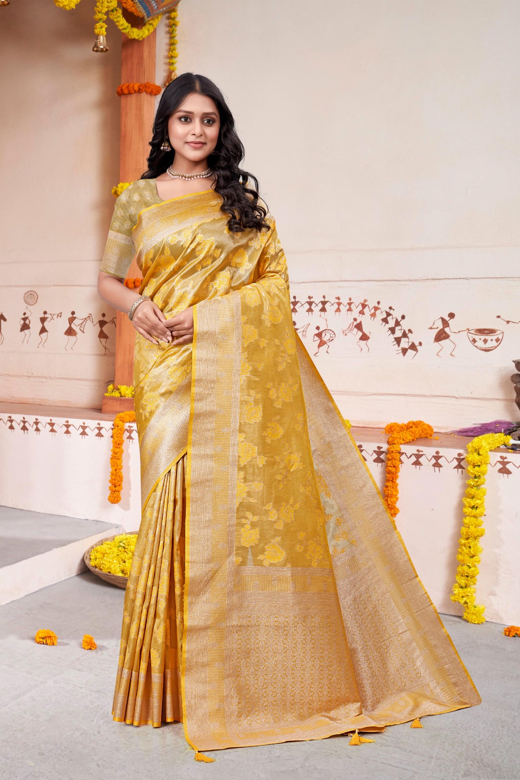 Yellow Premium Silk Saree - SaviDurga