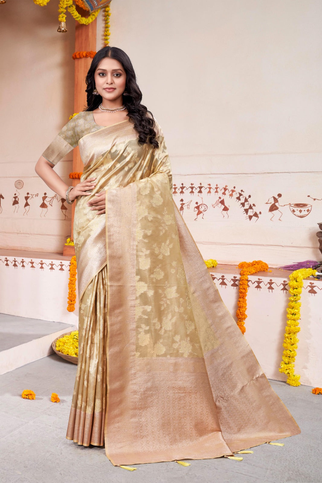 Gold Premium Silk Saree - SaviDurga