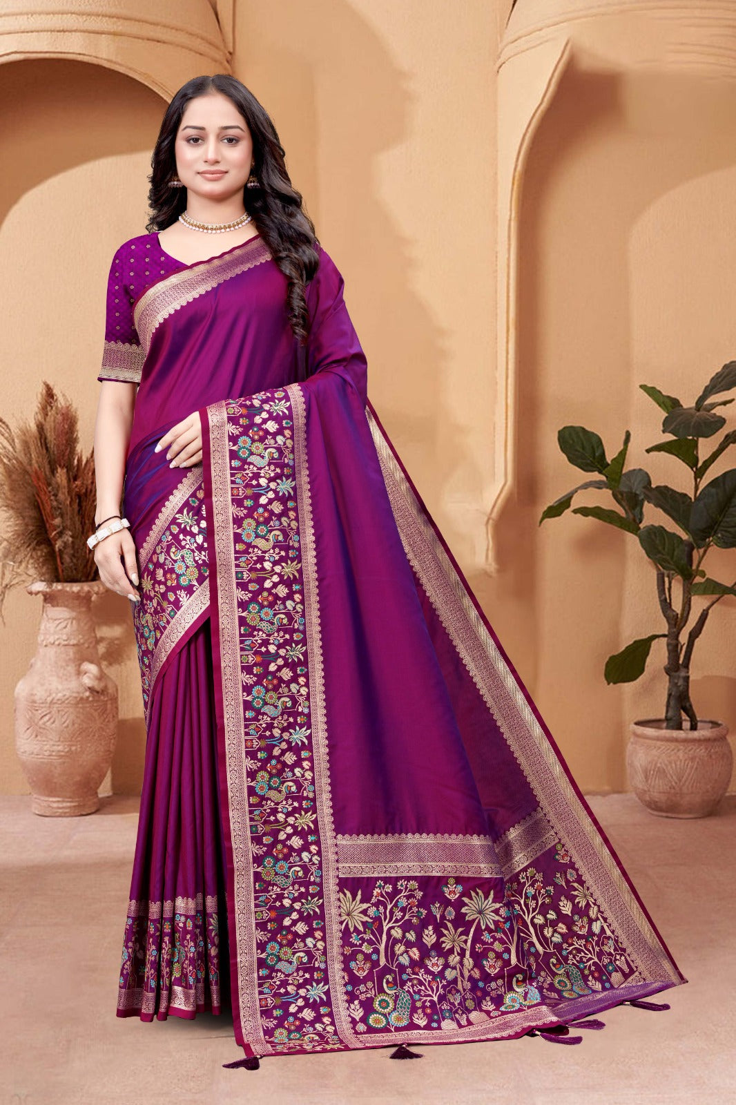 Premium Lilac Soft Silk Saree - SaviDurga