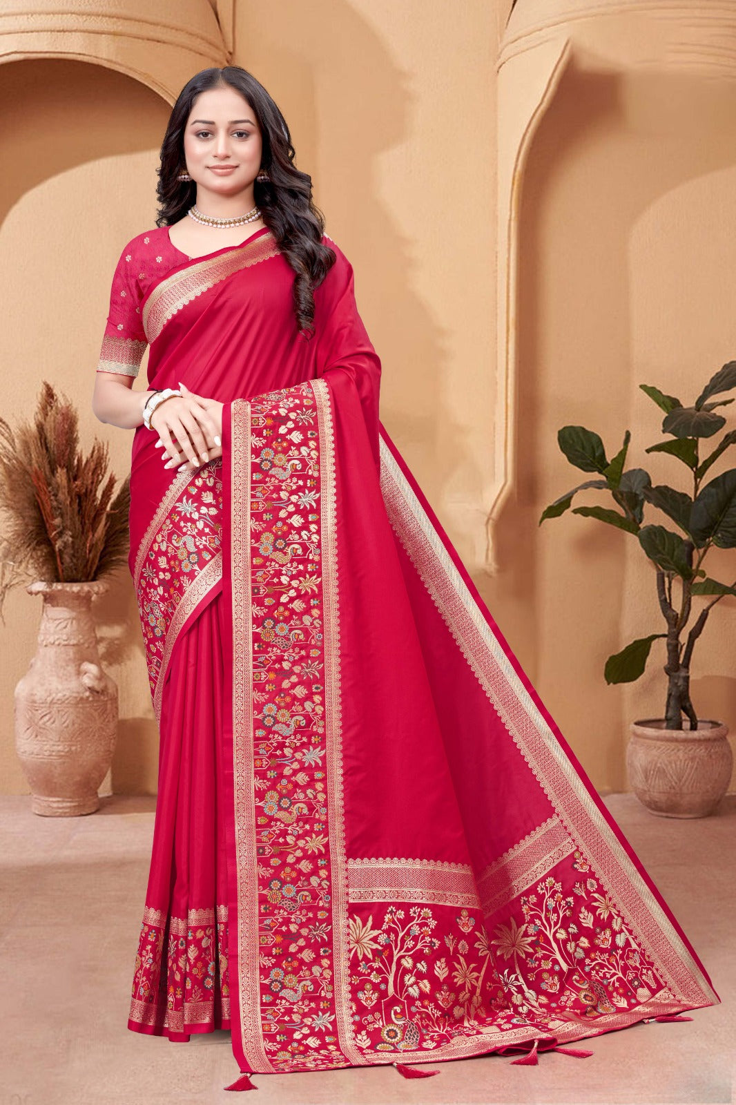 Soft Silk Premium Red Saree - SaviDurga