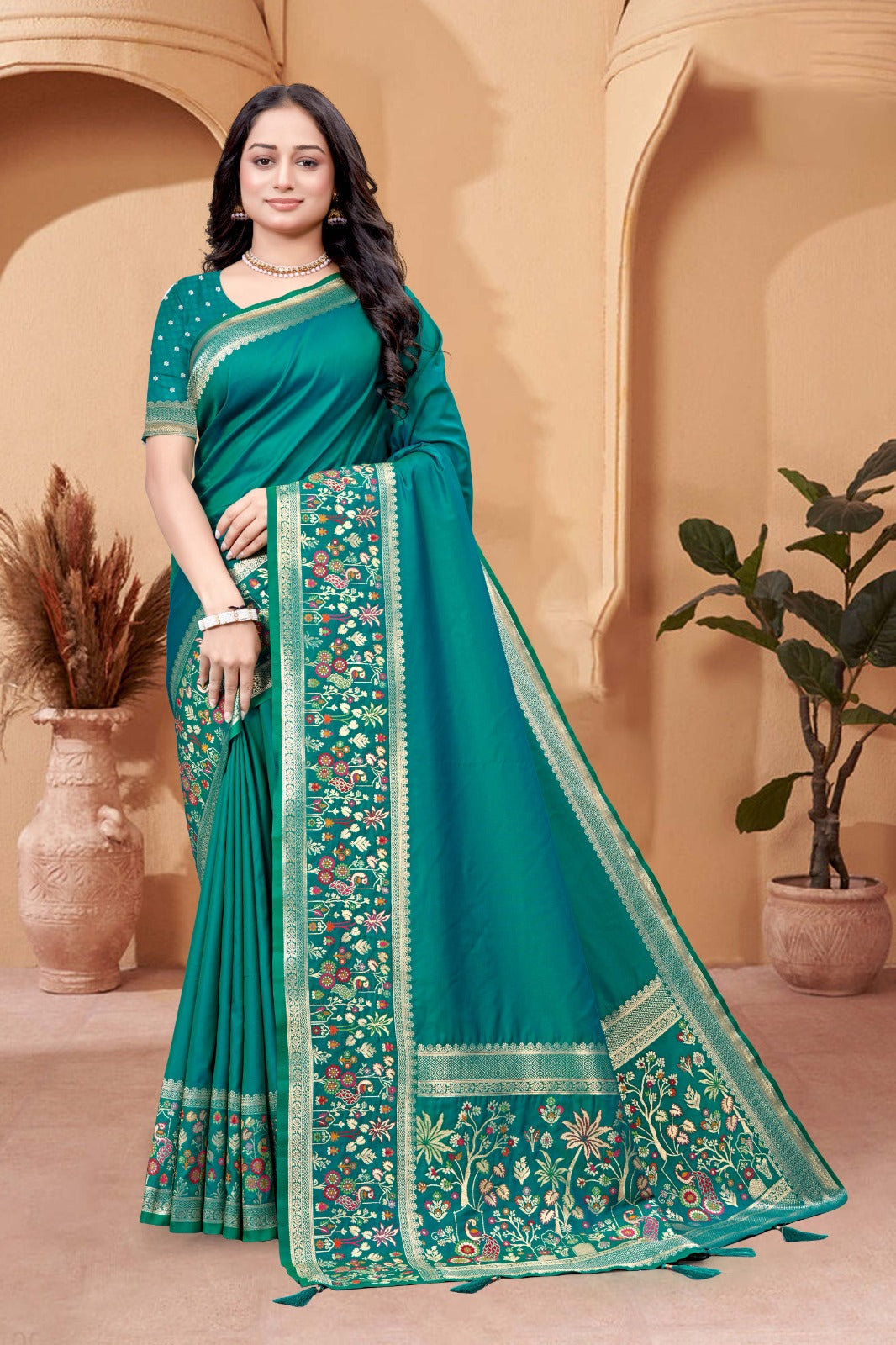 Soft Silk Premium Shade of Green Saree - SaviDurga