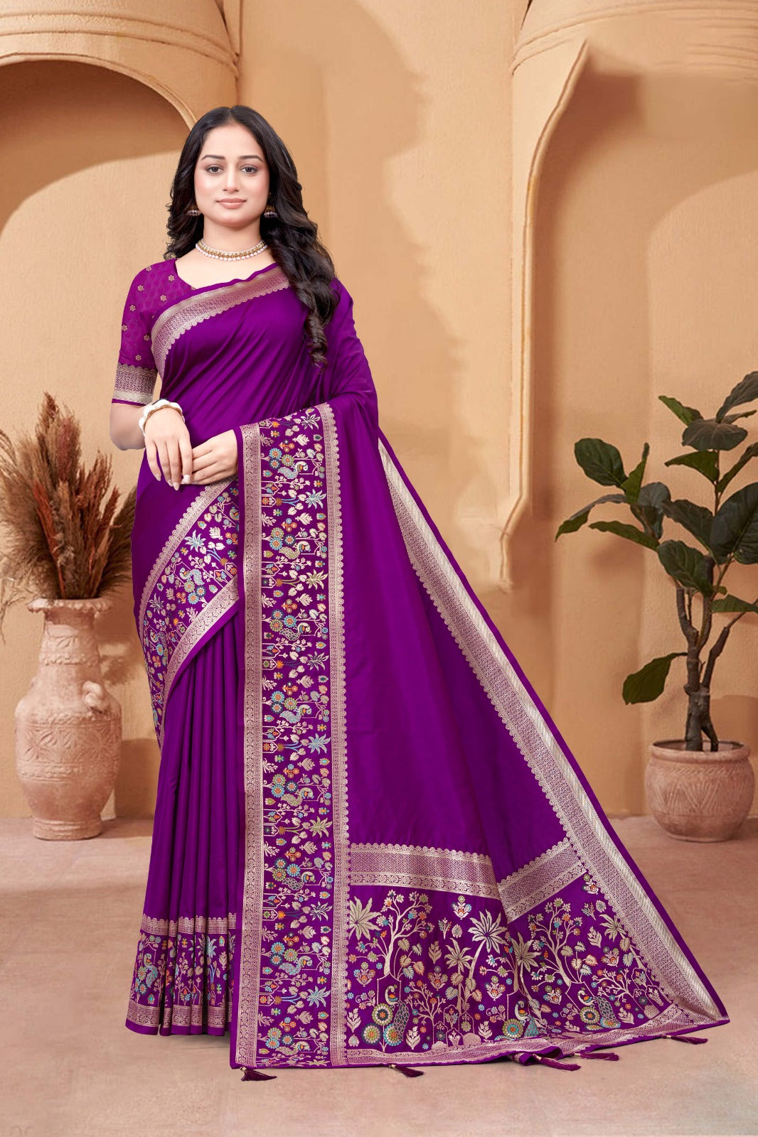 Soft Silk Premium Purple Saree - SaviDurga