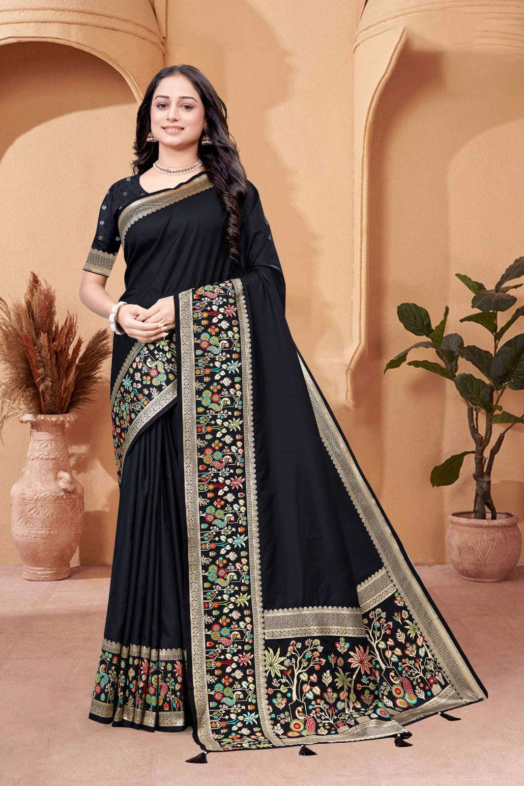 Soft Silk Premium Black Saree - SaviDurga