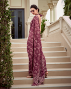 Onion pink Mal Mal Cotton  print saree
