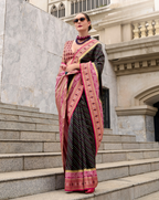 Black Soft Silk Printed saree