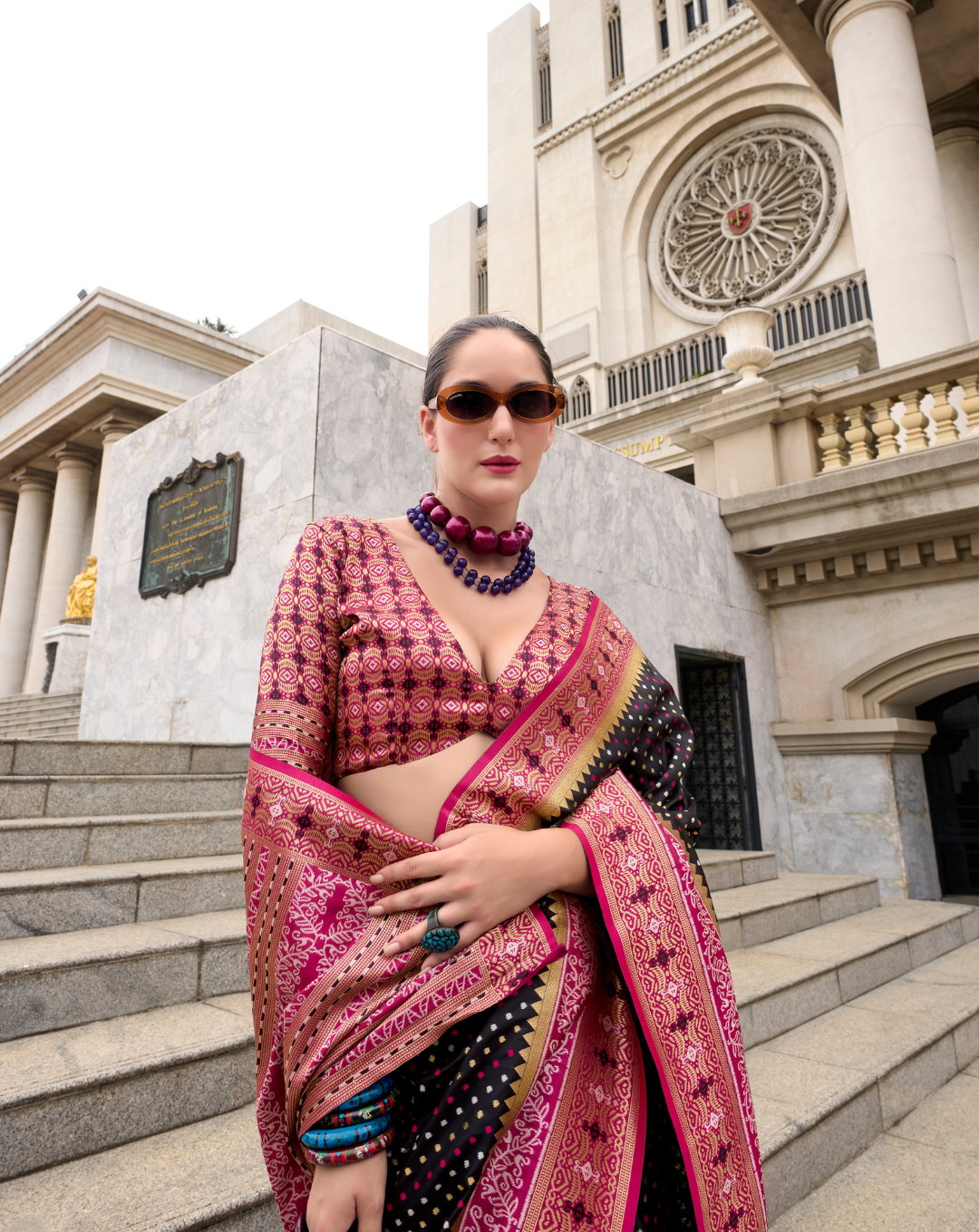 Black Soft Silk Printed saree