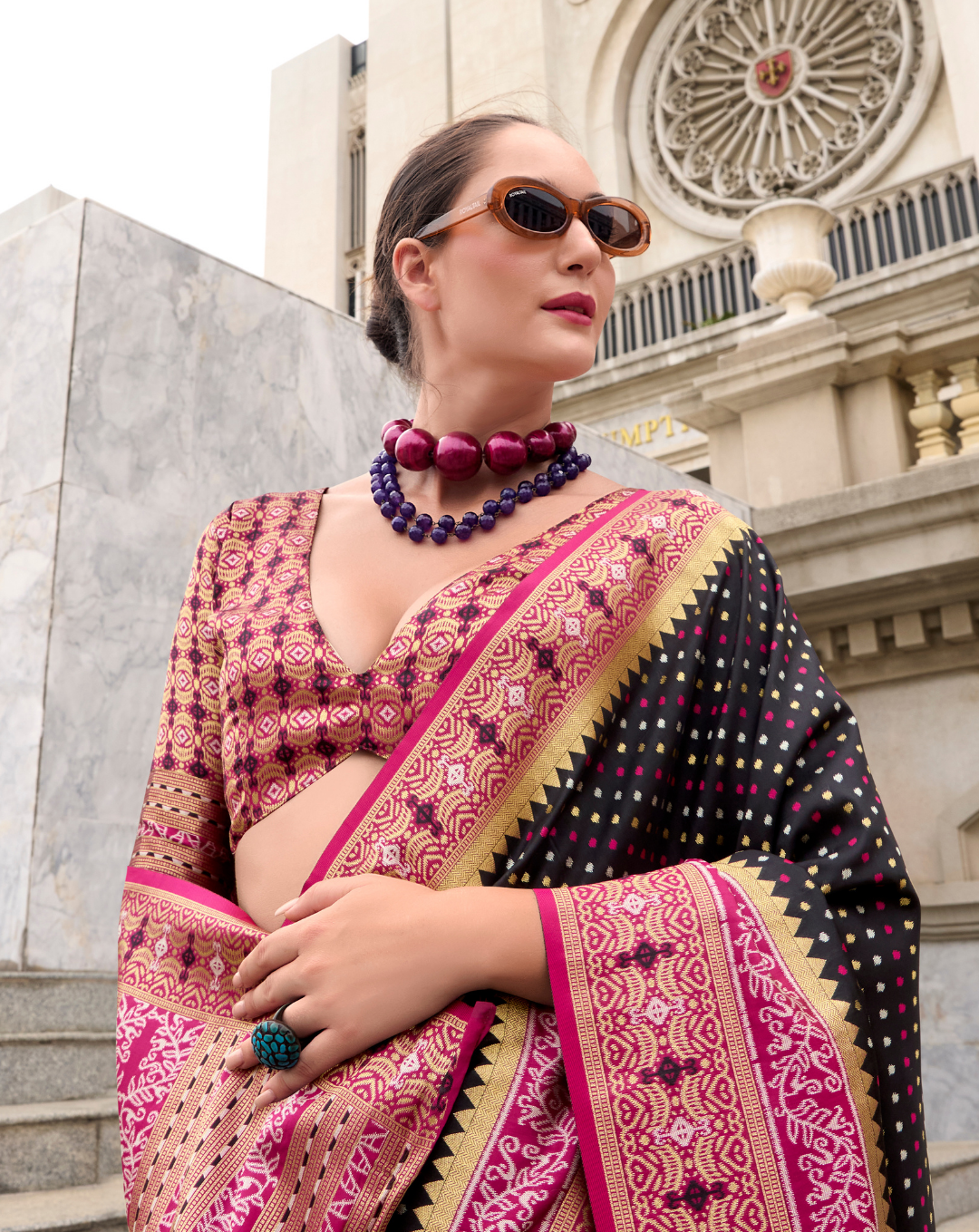 Black Soft Silk Printed saree