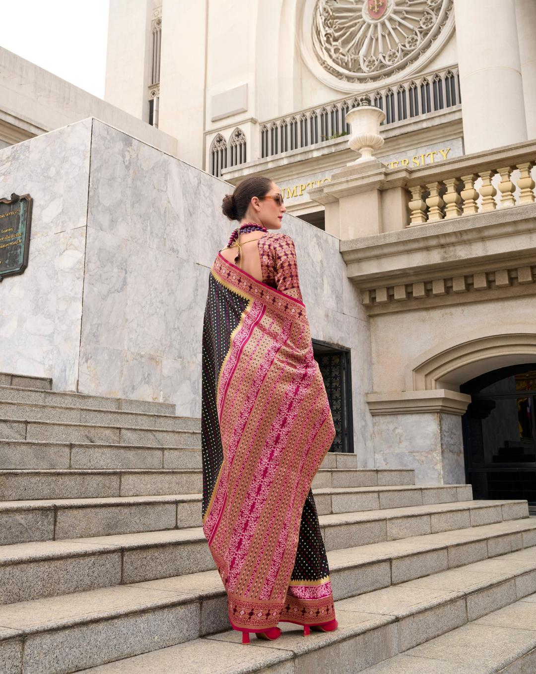 Black Soft Silk Printed saree
