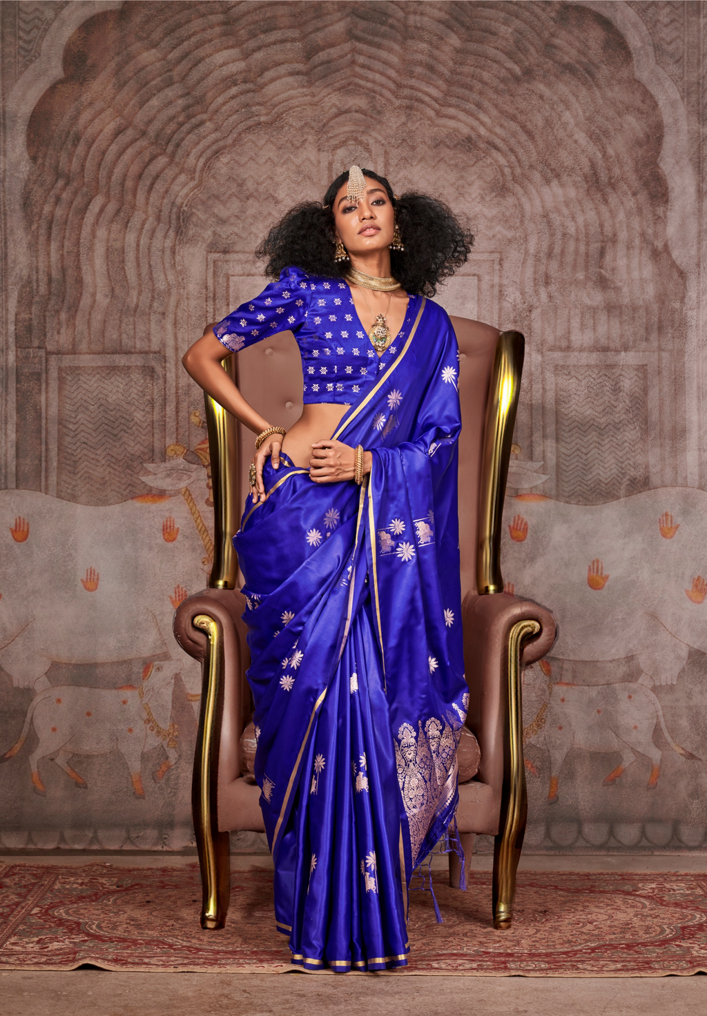Blue Satin Silk Pichwai Saree