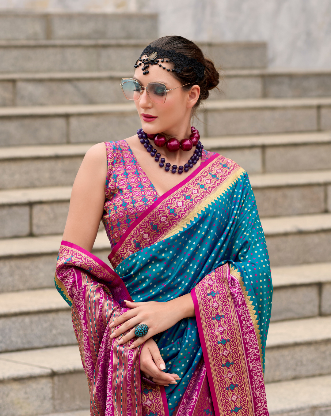 Blue Soft Silk Printed saree
