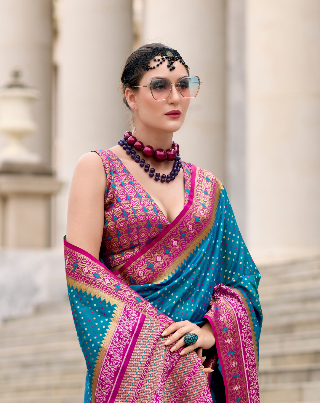 Blue Soft Silk Printed saree