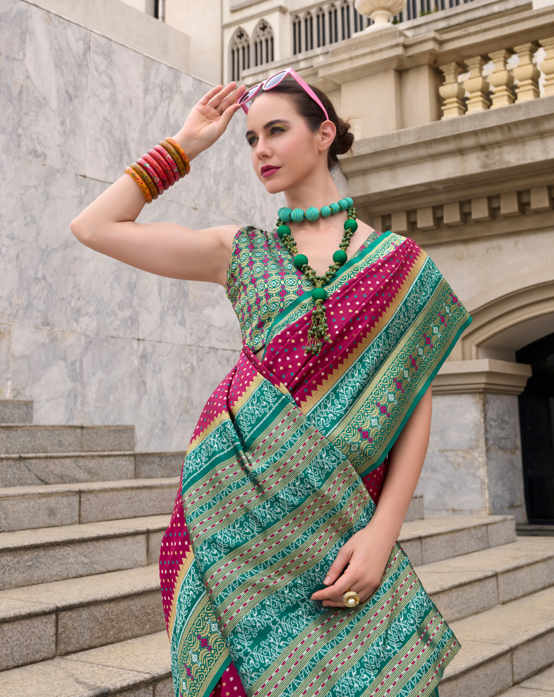 Pink Soft Silk Printed saree