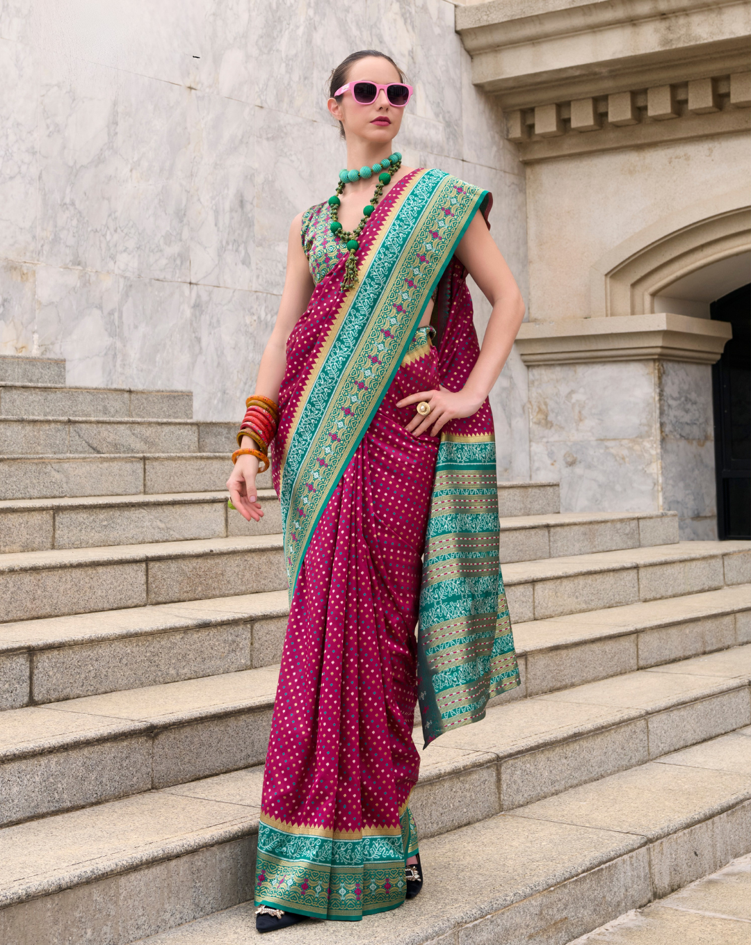 Pink Soft Silk Printed saree