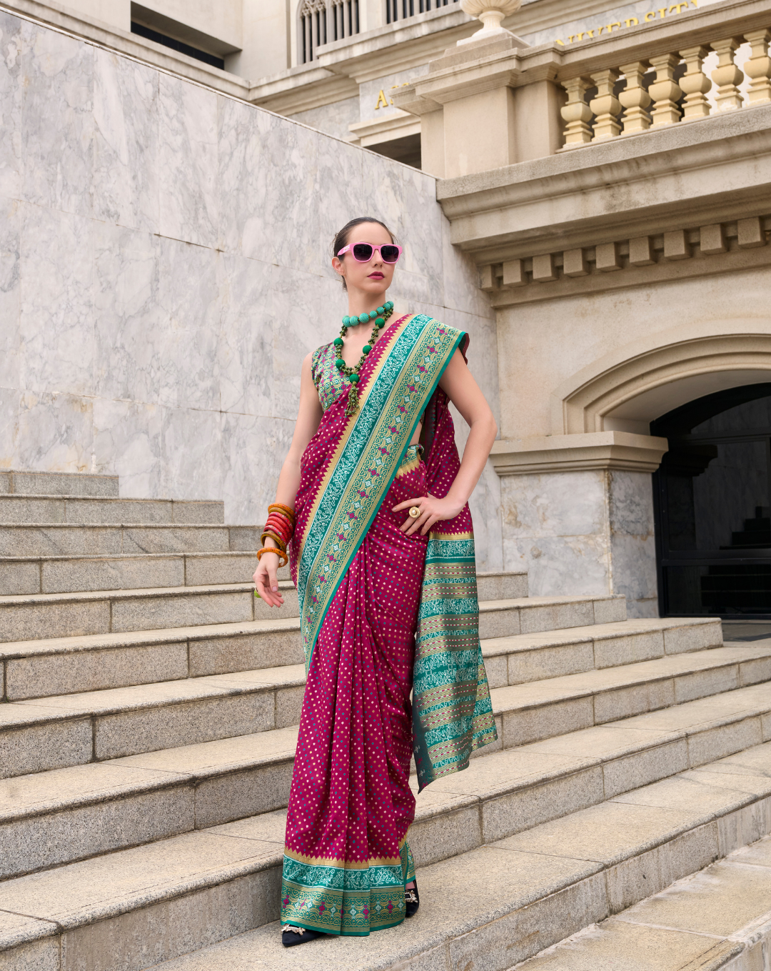 Pink Soft Silk Printed saree