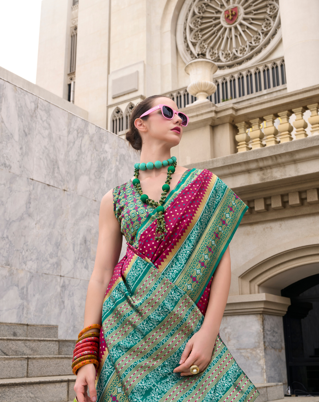 Pink Soft Silk Printed saree
