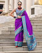 Purple Soft Silk Printed saree