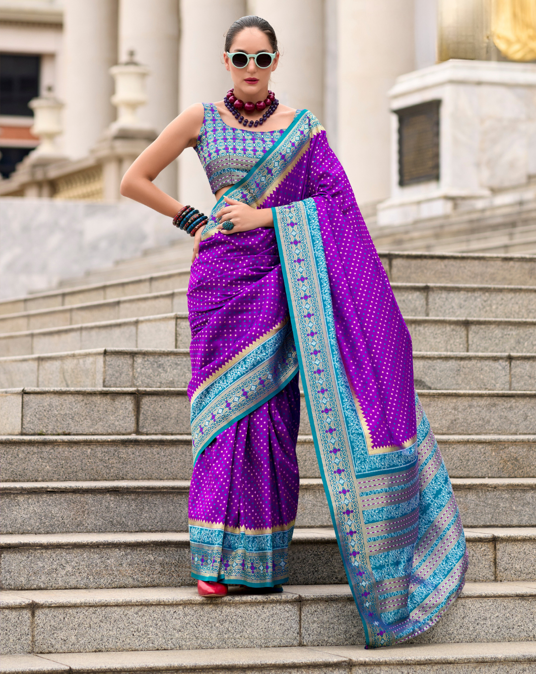 Purple Soft Silk Printed saree