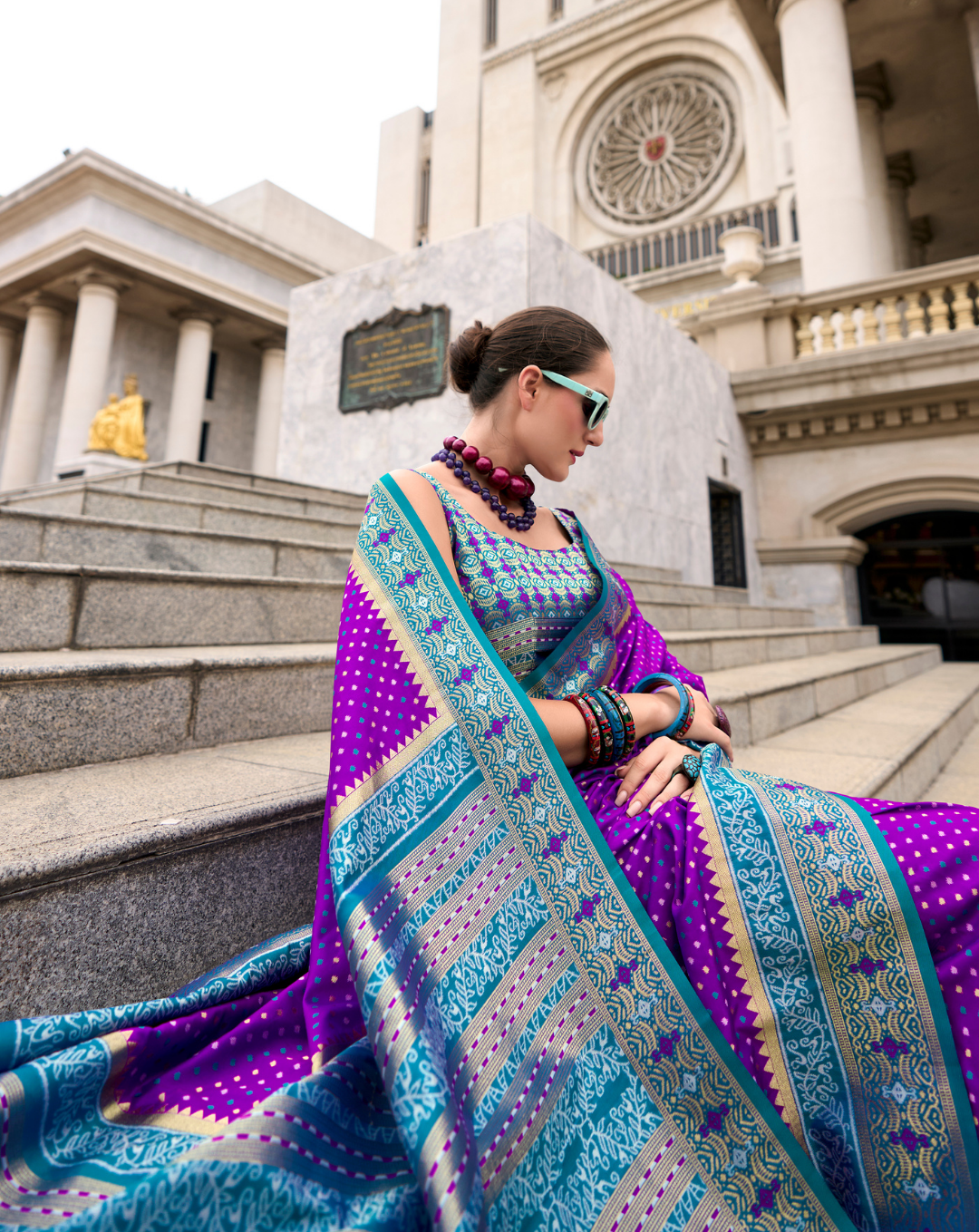Purple Soft Silk Printed saree