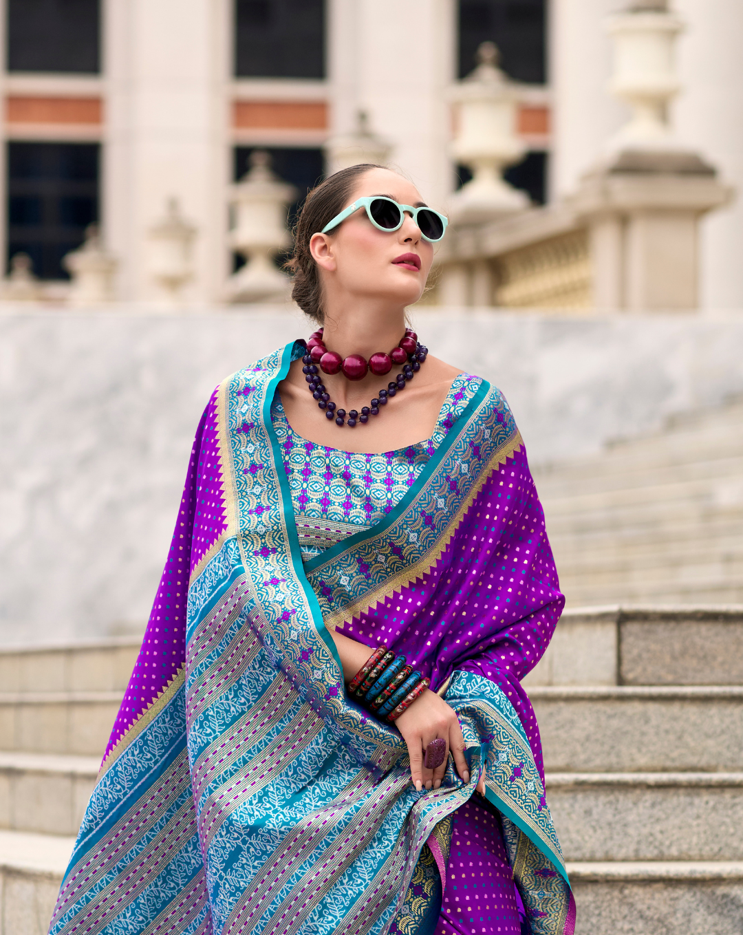 Purple Soft Silk Printed saree