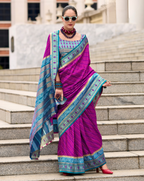 Magenta Soft Silk Printed saree