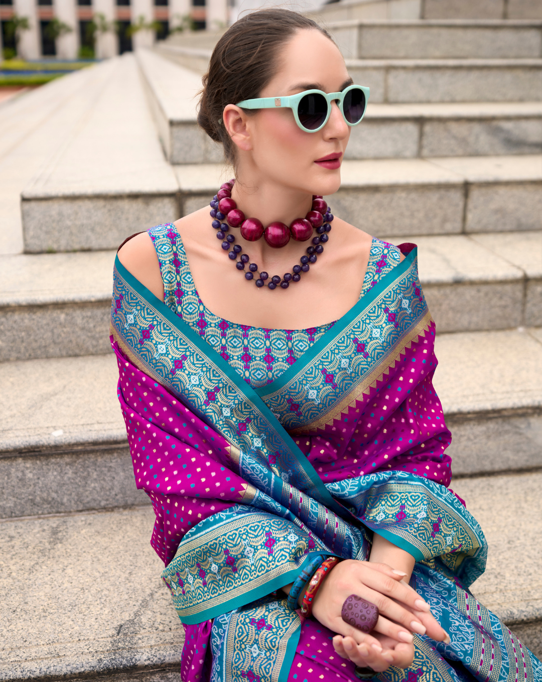 Magenta Soft Silk Printed saree