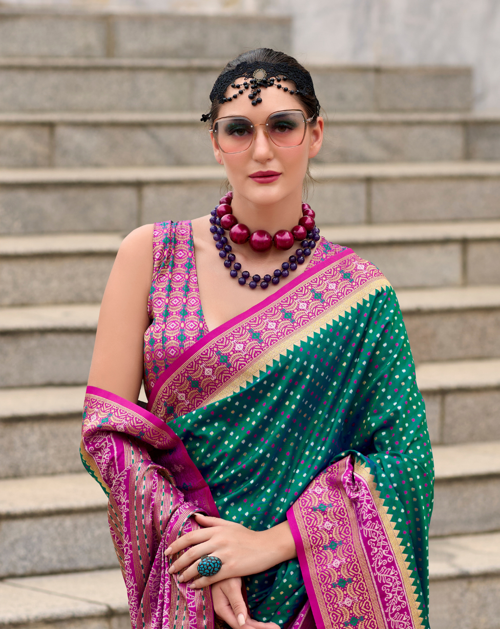 Green Soft Silk Printed saree