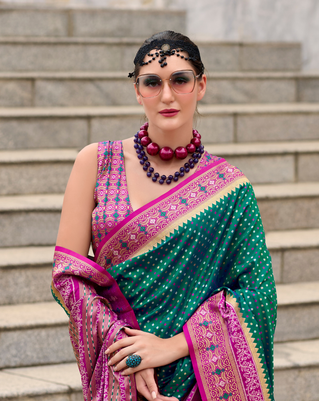 Green Soft Silk Printed saree