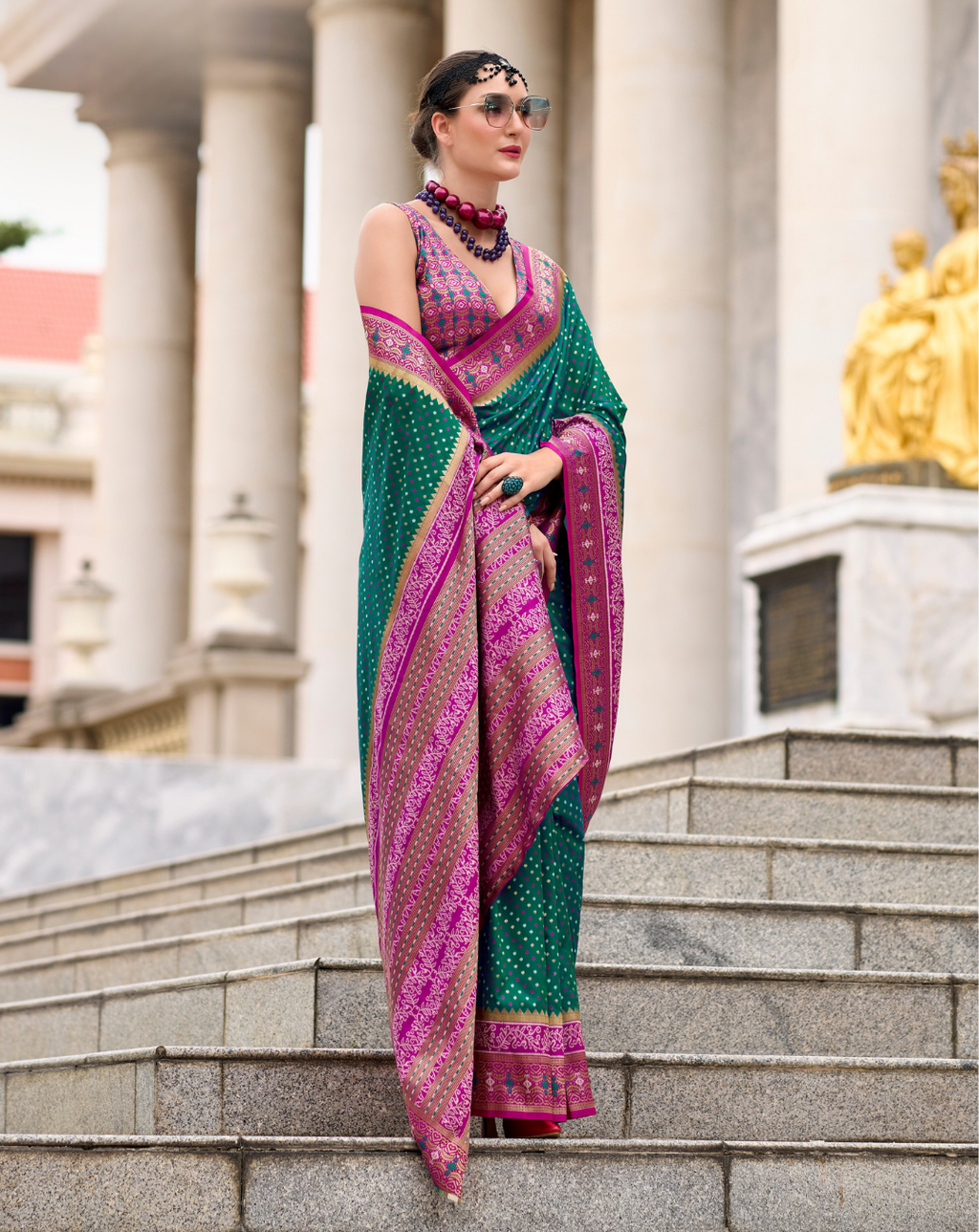 Green Soft Silk Printed saree