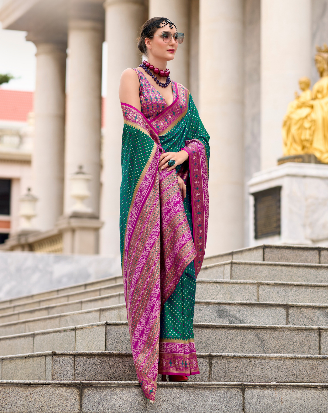 Green Soft Silk Printed saree
