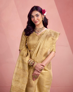 Yellow Tissue Fancy Weaving silk saree