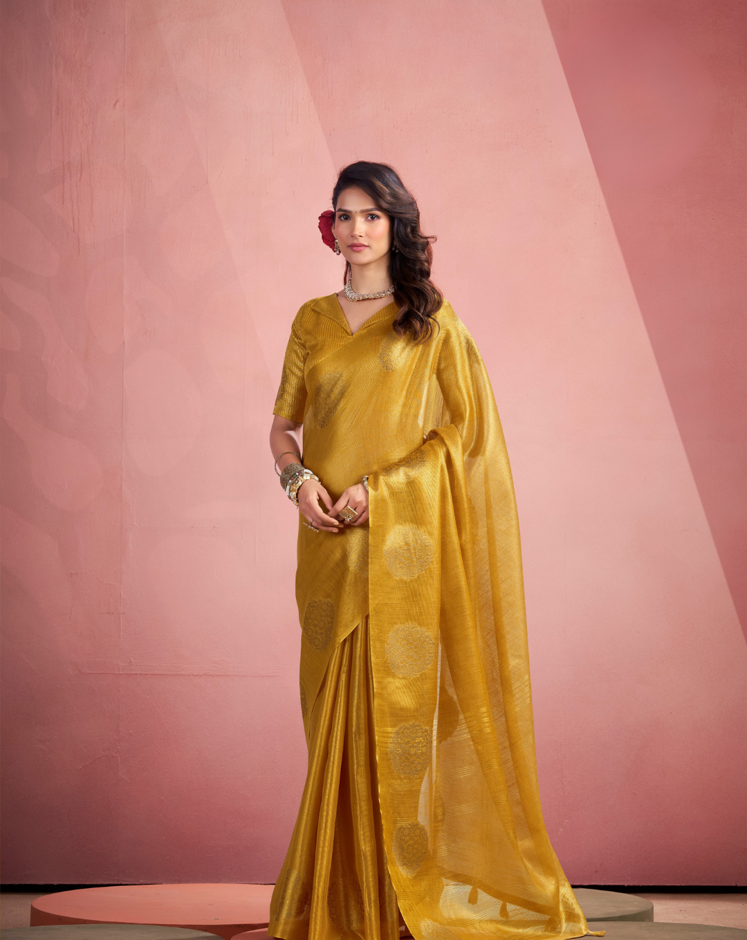 Gold Tissue Fancy Weaving silk saree