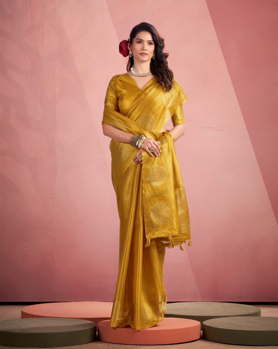 Gold Tissue Fancy Weaving silk saree