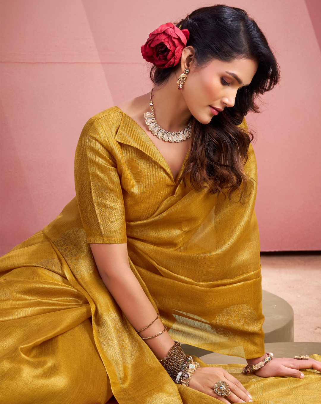 Gold Tissue Fancy Weaving silk saree