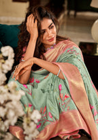 Soft Silk Pastel Green Saaree With Digital Print