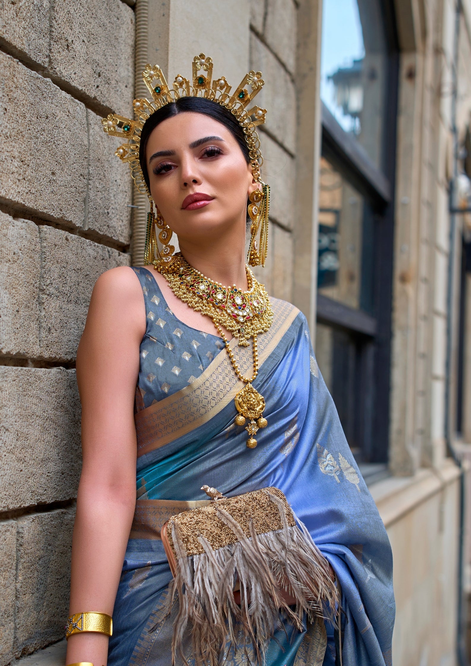 METALLIC BLUE V.P.SILK WITH AQUA FINISH