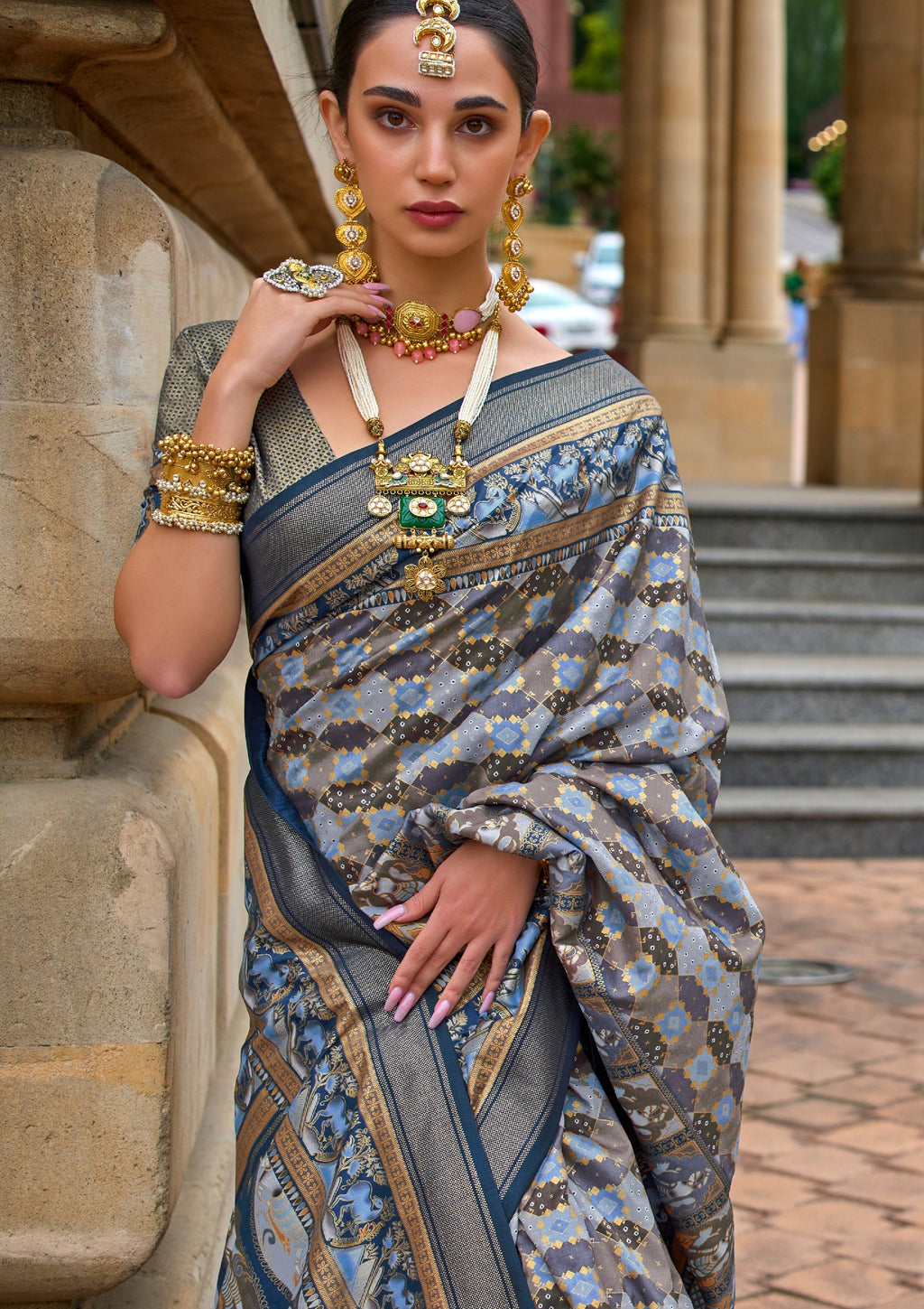Pure Grey Silk Saree