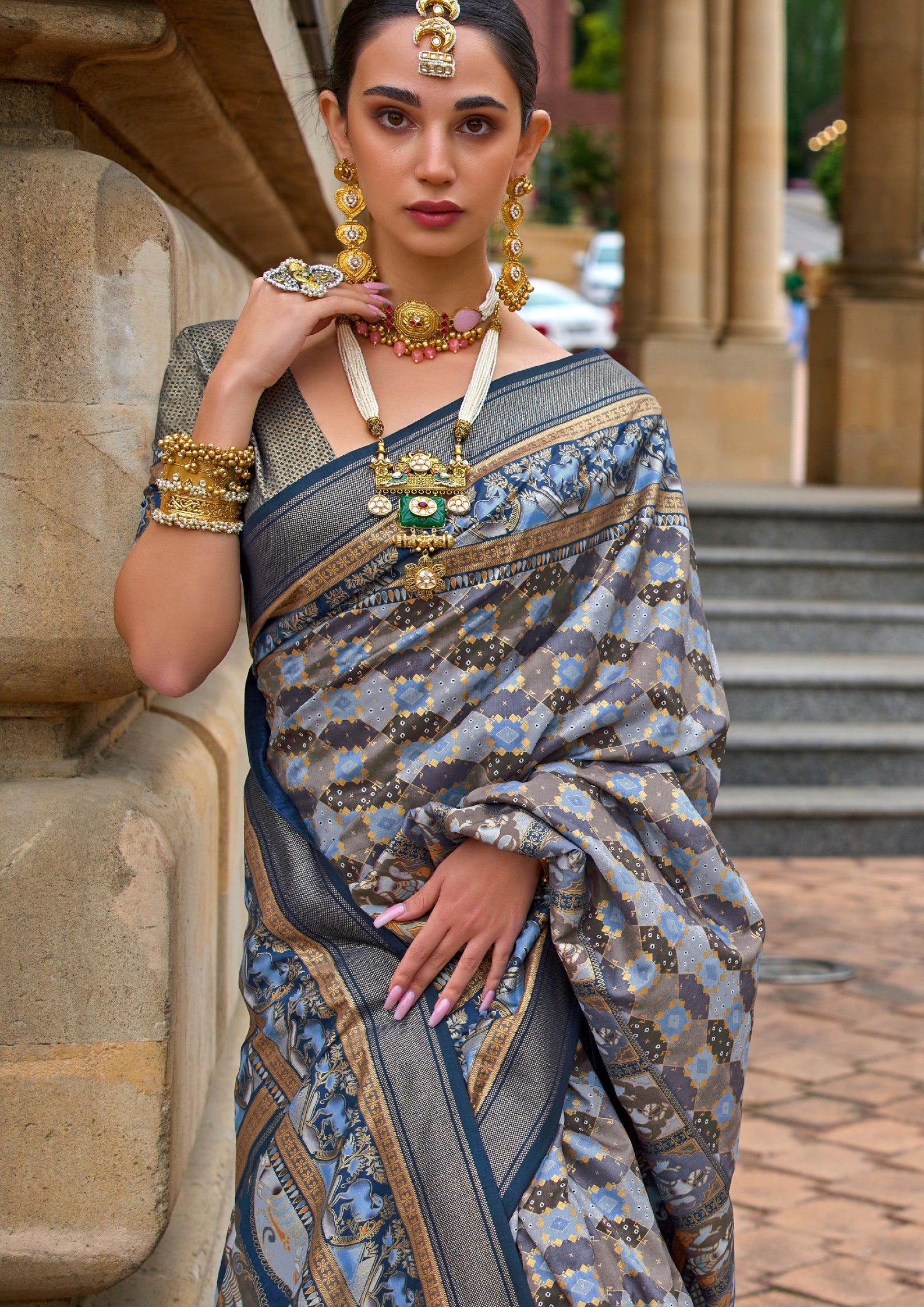 Pure Grey Silk Saree
