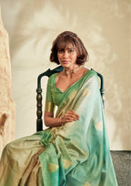 PURE HANDLOOM KHADI SILK GREEN SAAREE