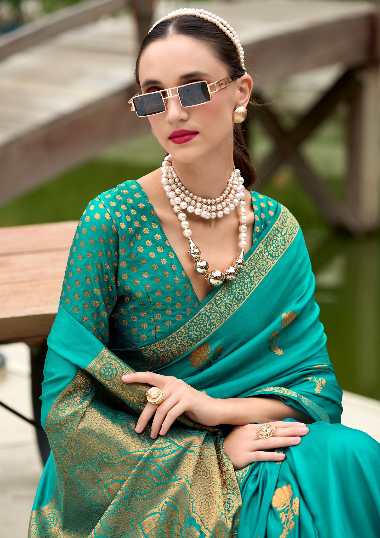 PURE SATTIN HANDWOVEN MORPANKHI SAAREE WITH ZARI WEAVING