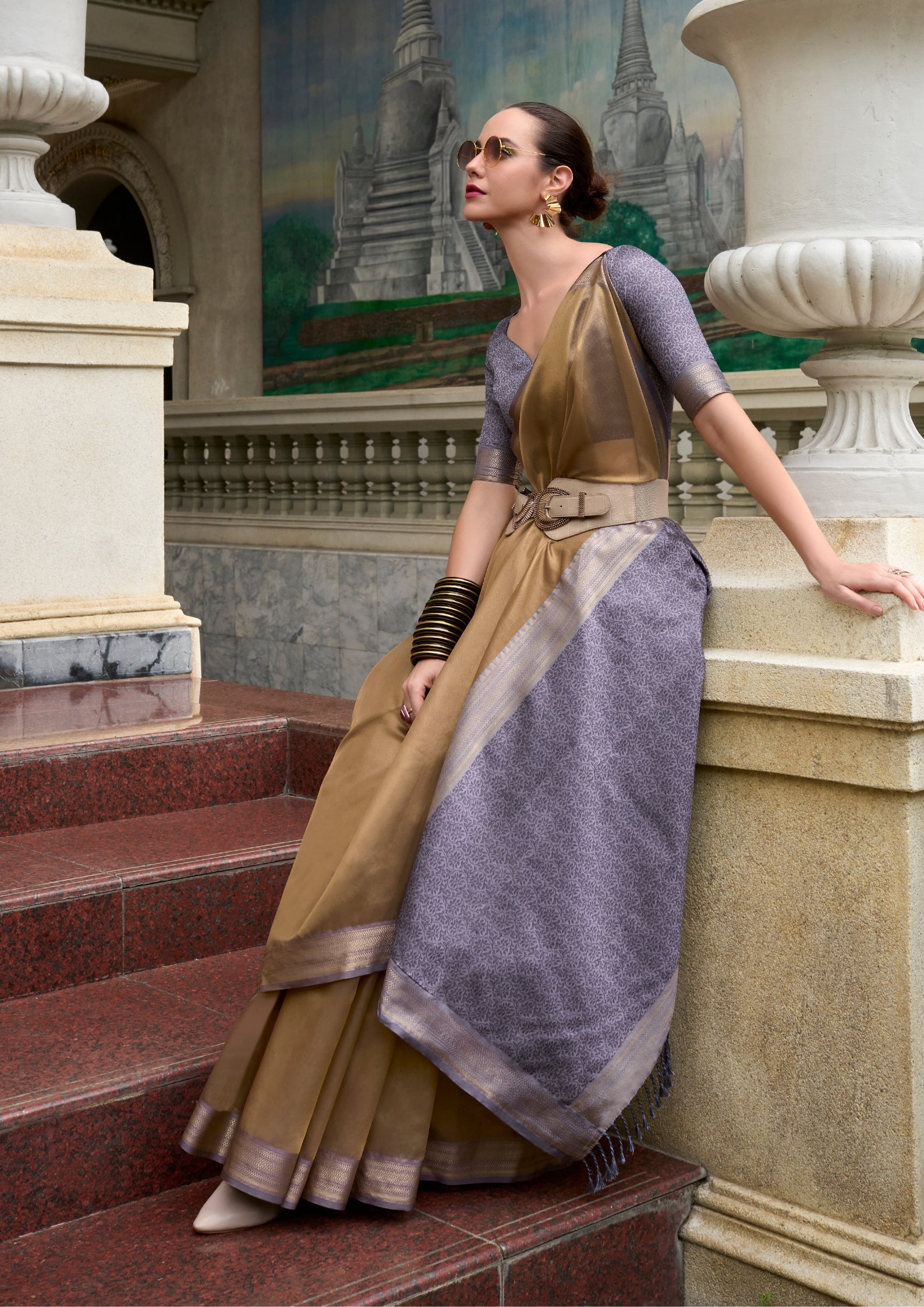 Pure Tissue Lilac  Saaree  With Designer Pallu and blouse
