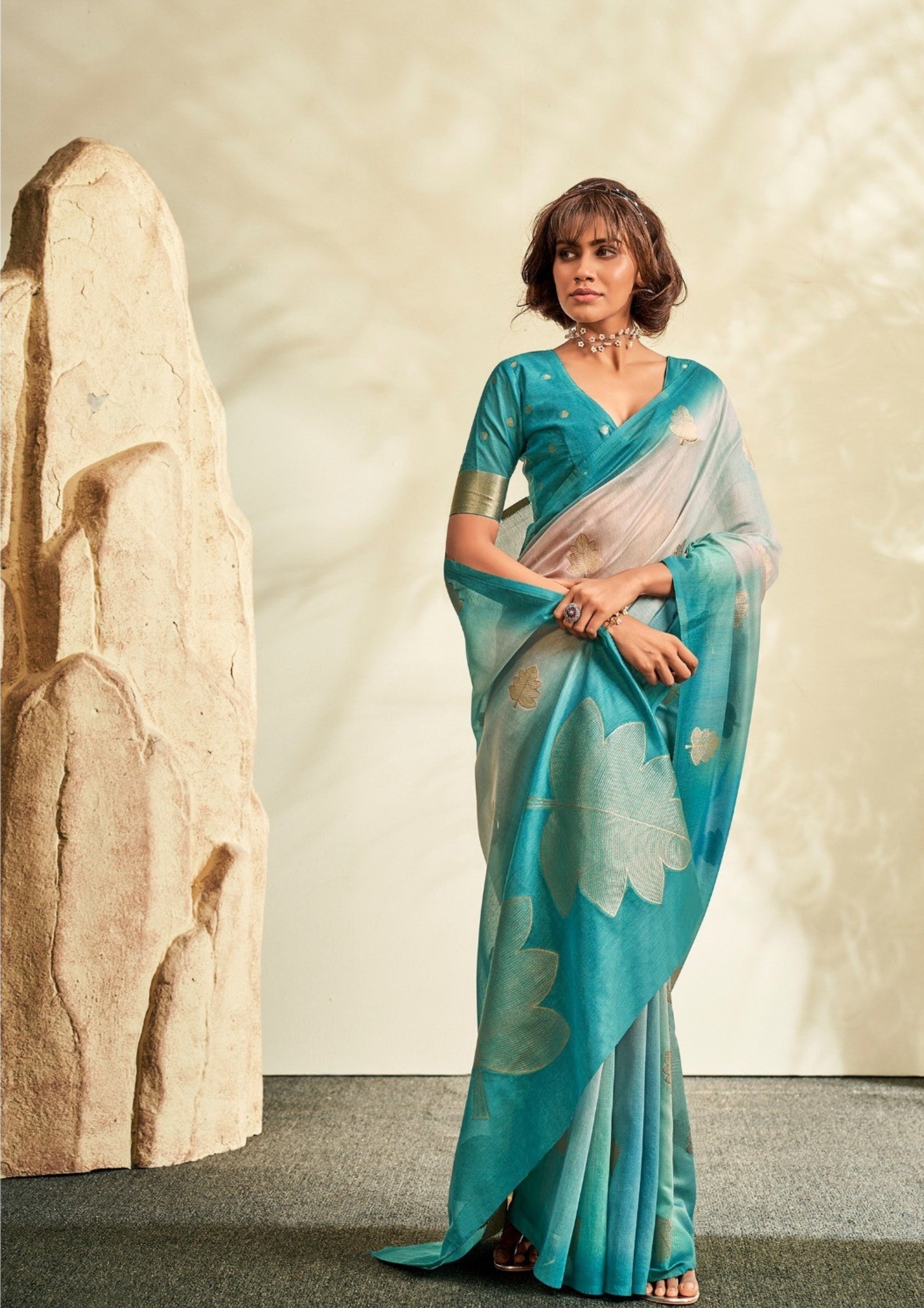 PURE HANDLOOM KHADI SILK SKY BLUE SAAREE
