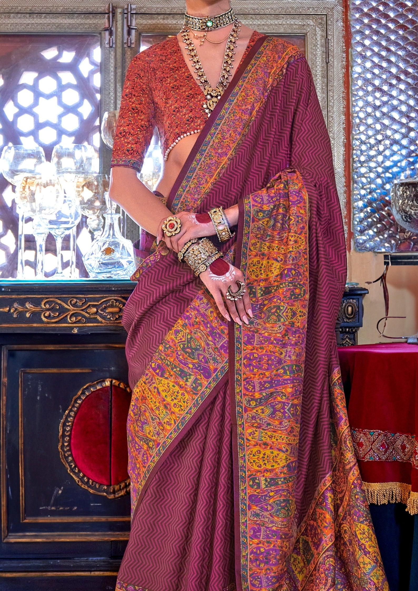 DUSTY PINK P.V SILK  WITH GLORY FINISH