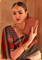 Cream Silk Saree With Patola Blouse